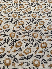 Block Print Handloom Linen Fabric Heavy Linen Fabric Multicolor flower ,pillow cover, upholstery , boho, home decor - Rohiyaan